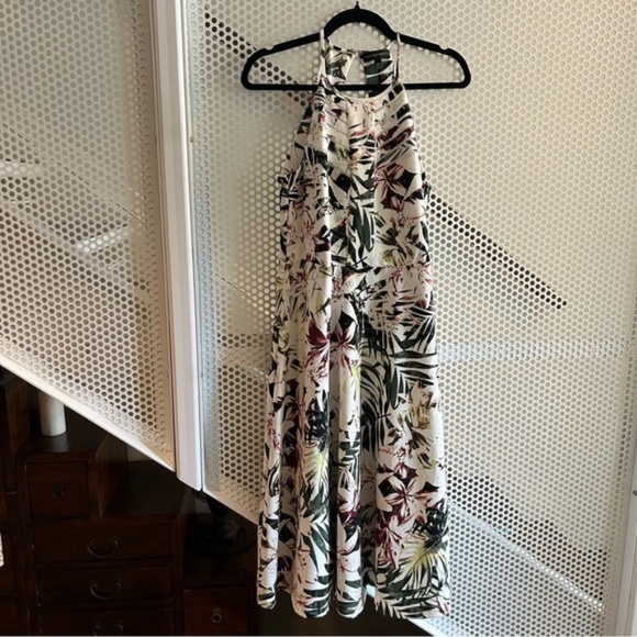Spenser Jeremy Halter Midi Dress Size Large Tropical Floral Print GUC - Picture 1 of 9